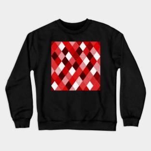 MARDI GRAS HARLEQUIN PATTERN Red Pink White Rhombi Argyle Crewneck Sweatshirt